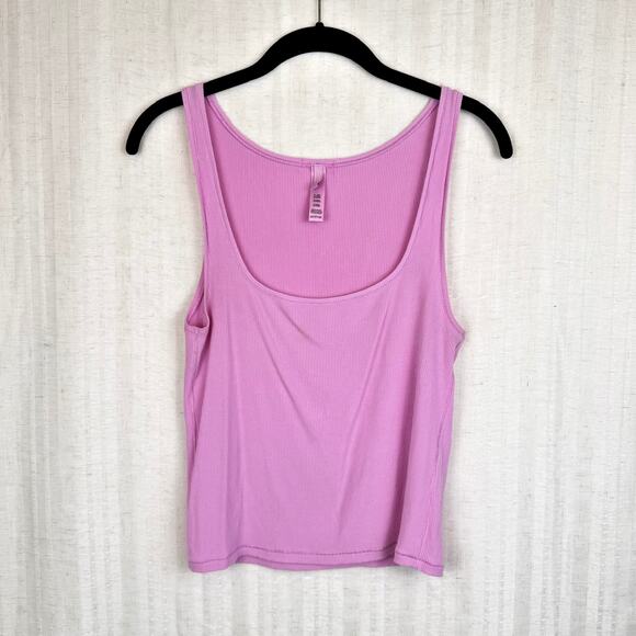 Skims Bubblegum Pink Soft Lounge Modal Blend Rib Crop Scoop Tank Size 2XL - Picture 1 of 6